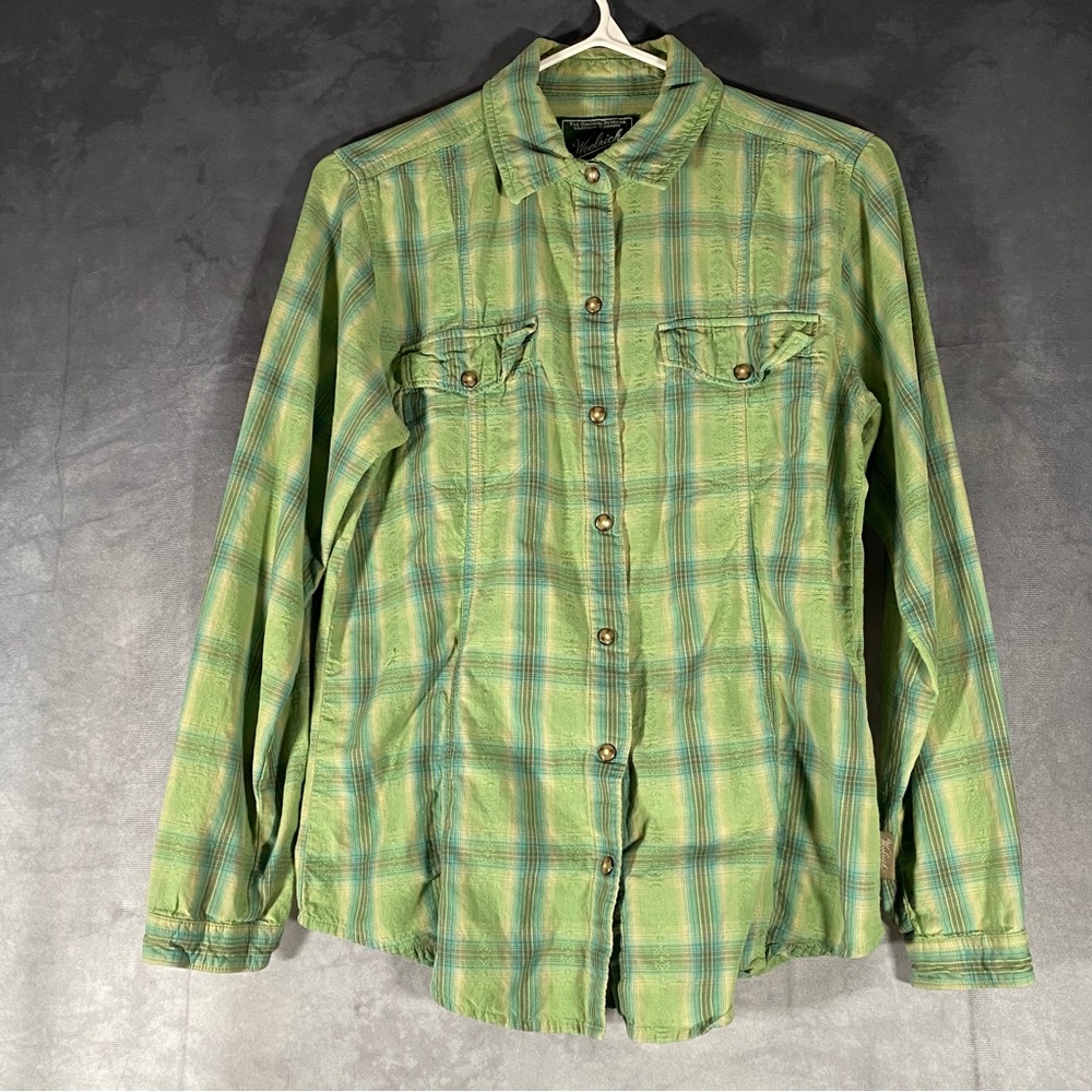 Woolrich Womens XS Plaid Shirt Button Down Long Sleeve Green